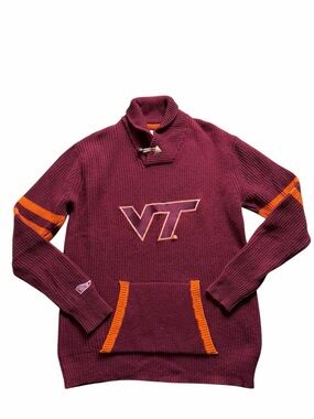 Virginia Tech Hokies VT Shawl Collar Toggle Varsity Sweater Mens XL Wool Blend